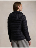 RALPH LAUREN WOMEN Water-Resistant Packable Hooded Jacket Polo Black