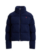 RALPH LAUREN WOMEN Cable Wool-Cashmere Puffer Jacket Spring Navy Heather