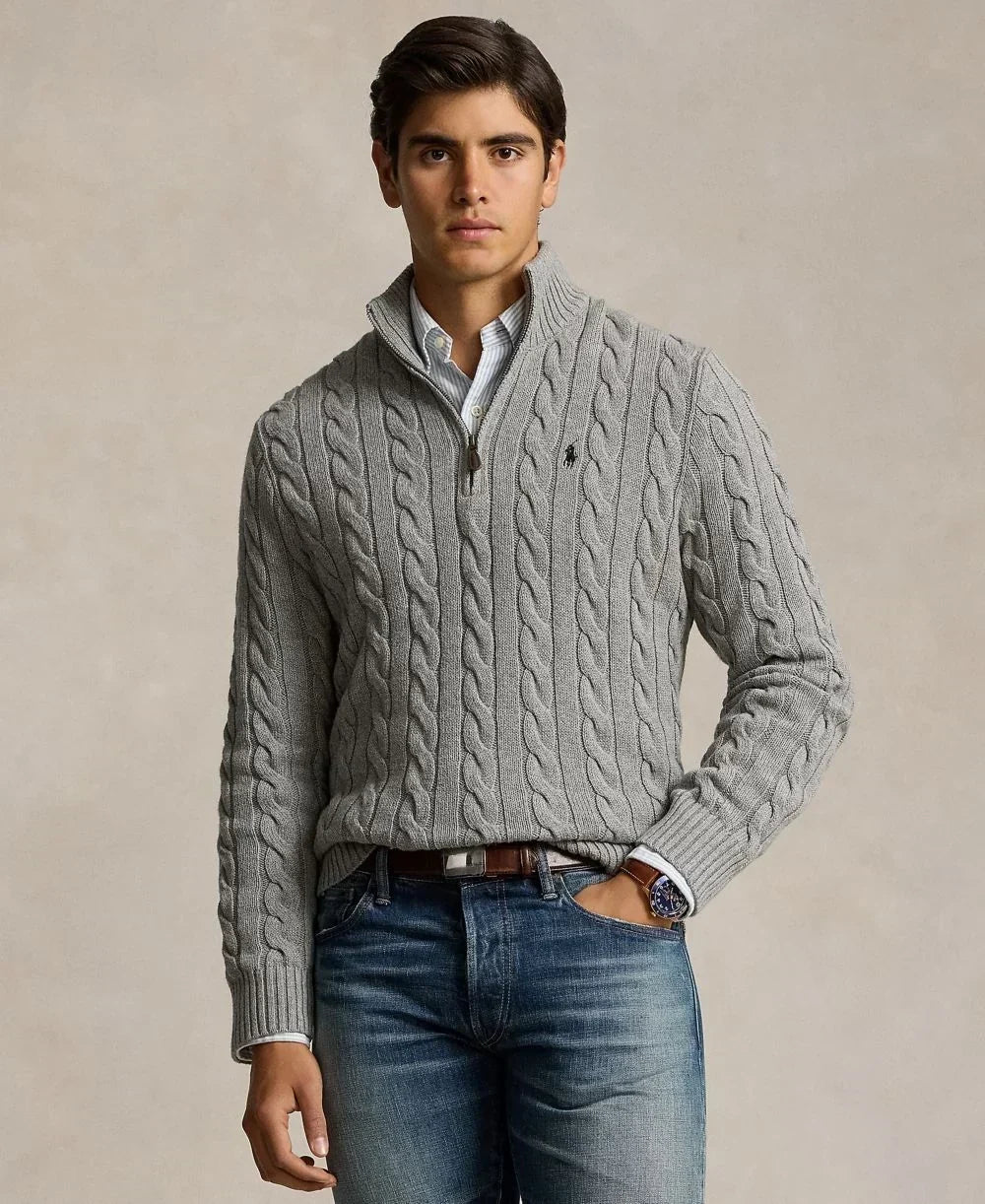 Men's Cable-Knit Cotton Sweater