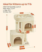 Feandrea Cat Tree, 26.4-Inch Small Cat Tower, Cute Plush Condo, Beige