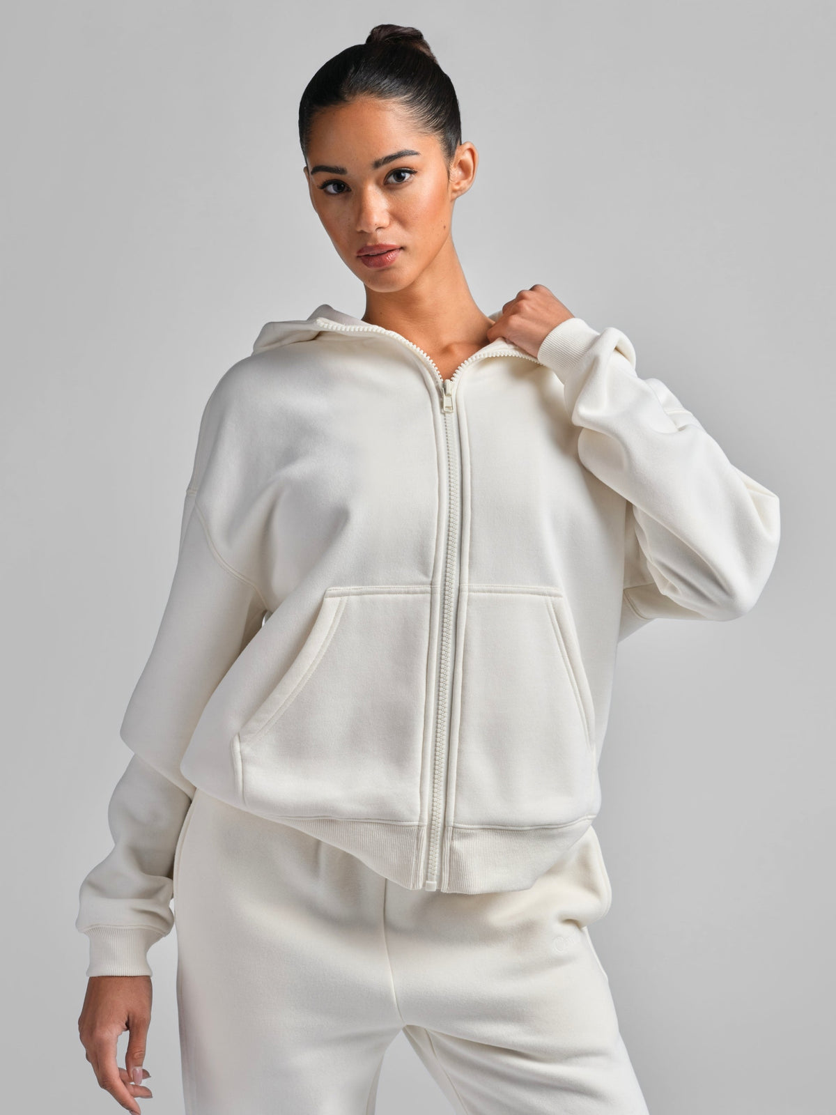 Basic Crop Zip Hoodie