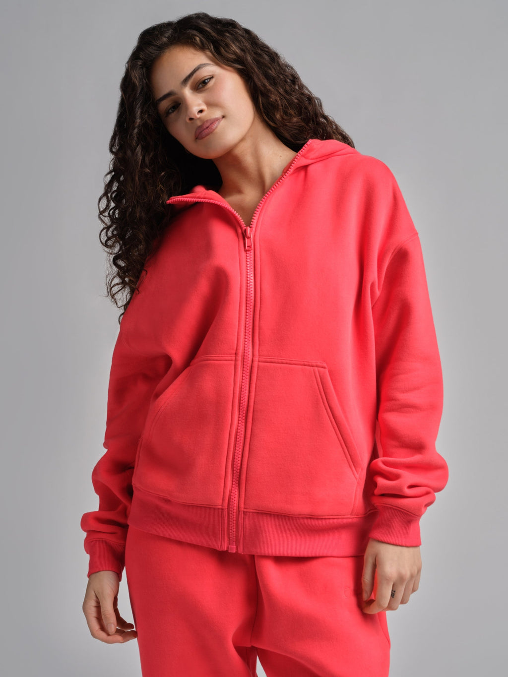 Basic Crop Zip Hoodie