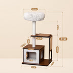 Cat Tree Tower for Small Cats, 41 Inch Wooden Multi-Level Cat Condo with Sisal Scratching Posts - Stable Activity Center, Plush Perch & Hanging Ball Toy