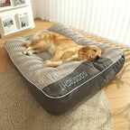 Gray Rectangular Dog Bed with Thick Polyester Fiber Cushion, Four Size Options and Included Grooming Tool