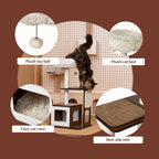 Cat Tree Tower for Small Cats, 41 Inch Wooden Multi-Level Cat Condo with Sisal Scratching Posts - Stable Activity Center, Plush Perch & Hanging Ball Toy