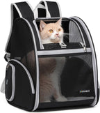 Cat Backpack Carrier for Small Dogs and Medium cat Puppy Kitten Bunny Pet Carrier Backpack Collapsible with Fully Ventilated Mesh with Safety Leash (Black, 12.9" L x 10.62" W x 15.5" H - M)