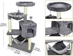 YUNIQUE Cat Tree with Cat Condo and Big Hammock, Grey