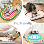 Dog Feeding Mat 24''x16'', Absorbent Pet Food Mat, No Stains Quick Dry Pet Water Mat Protect Floor, Cat Dog Water Bowl Mat for Messy Drinkers, Non-Slip Rubber Base Pet Placemats for Food and Water