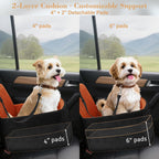 Dog Car Seat for Small/Medium Dogs,Pet Dog Booster Car Seat Puppy 15-35 lbs with Soft 4+2in Detachable Pads Detachable Elevated Cushion and Washable Cover Brown