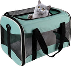 Cat Carrying Case Pet Dog Carrier Soft-Sided Cat Bag Airline Approved, Pet Travel Carrier Up to 15 Lbs, Collapsible Cats Carrier Dog Carrier for Medium Small Cats Dogs(17x11x11 Green)