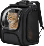 Pecute Cat Backpack Carrier, Large Space Cat Bubble Backpack, Breathable Cat Carrier, Shaded Dog Backpack Carrier, Ergonomic 3D Design for Travel, Hiking, Suitable for Shopping, and Vet, Black