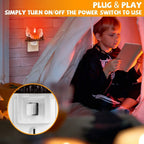2Pcs Ghost Campfire Flickering Flame Night Light Indoor 3D Funny Halloween Nightlight Decoration Bedroom Night Light Halloween Decoration Gift For Fri