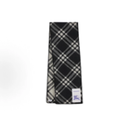 Burberry Men Wool Knit Scarf, Check Plaid Pattern, Black/White
