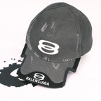 Balenciaga Distressed Double‑B Logo Baseball Cap Unisex Dark Grey