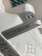 Louis Vuitton LV Trainer Sneaker Denim Monogram Grey Diamond