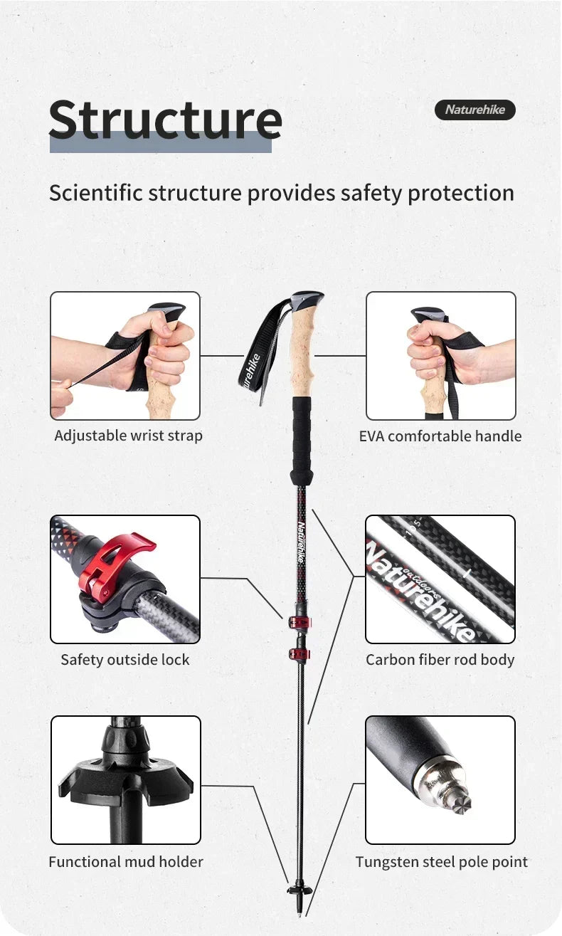 Trekking Poles Carbon Fiber Climbing Stick