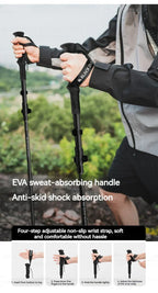 BLACKDOG Carbon Fiber Trekking Pole Portable Ultralight Three Section Folding / Telescopic Walking Hiking Anti-Skid Stick Adjustable Climbing Cane Rod 1pc