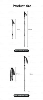 BLACKDOG Carbon Fiber Trekking Pole Portable Ultralight Three Section Folding / Telescopic Walking Hiking Anti-Skid Stick Adjustable Climbing Cane Rod 1pc