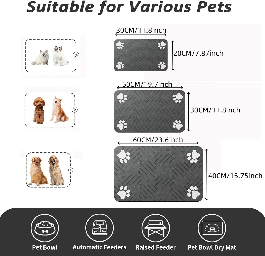 Absorbent Pet Feeding Mat – Quick Dry Dog Food & Water Bowl Mat