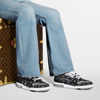 Louis Vuitton Denim & Calf Leather Black Trainer Sneakers
