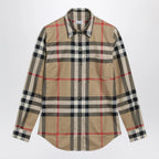 Burberry - Slim-fit cotton twill check shirt in archive beige