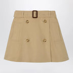 Burberry - Cotton twill trench skirt in sand beige