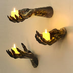Halloween Decorations, Pack of 3 Wall Mounted Creepy Reaching Hands with Lighted Candles