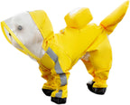 Waterproof Dog Raincoat,Full Coverage 4 Legs Dog Rain Jacket for Small Dogs,Pet Rain Coat with Hood,Reflective Strips&Leash Hole Outdoor Raincoat (Medium（for Weight 5.1-8.1 lb）, Blue)