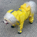 Waterproof Dog Raincoat,Full Coverage 4 Legs Dog Rain Jacket for Small Dogs,Pet Rain Coat with Hood,Reflective Strips&Leash Hole Outdoor Raincoat (Medium（for Weight 5.1-8.1 lb）, Blue)